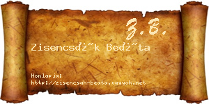 Zisencsák Beáta névjegykártya